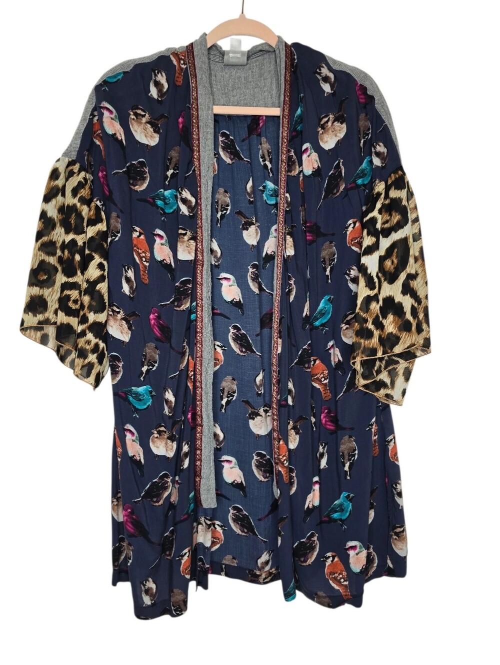 Ivy Jane open-front bird pattern kimono